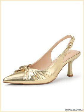 Kitten Slingback Heels Women Closed Pointed Toe Knot Pumps 3 Inch